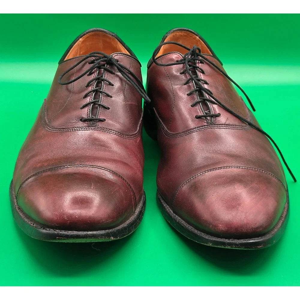 Allen Edmonds Mens Park Avenue Burgundy Leather Cap Toe Oxford Shoes 14 EEE 5875